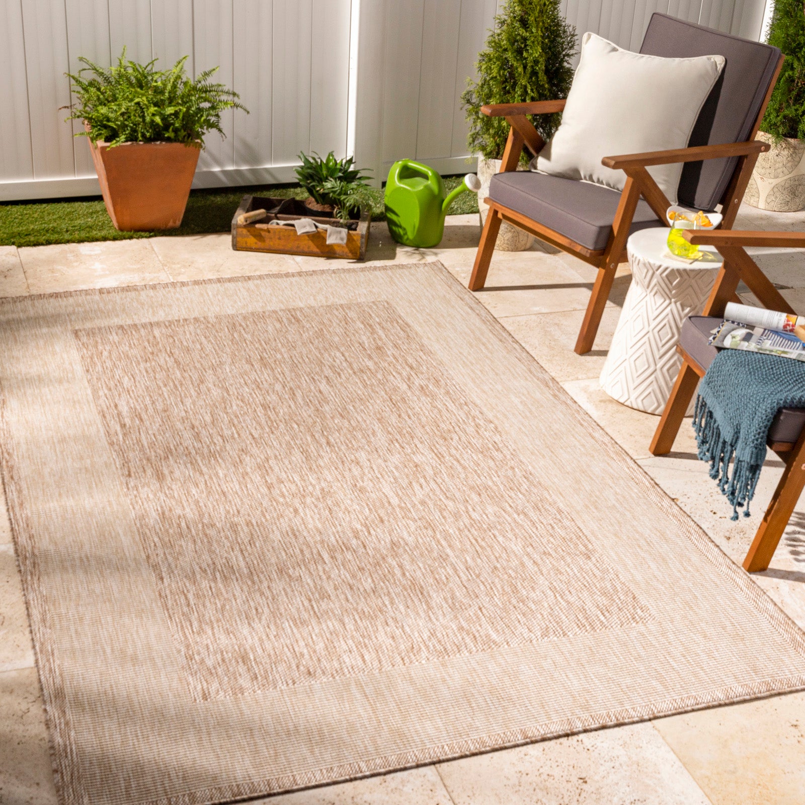 LIVABLISS Tapis d'Extérieur/Intérieur Aspect Jute Beige/Ivoire 200x275 cm Layla - 8