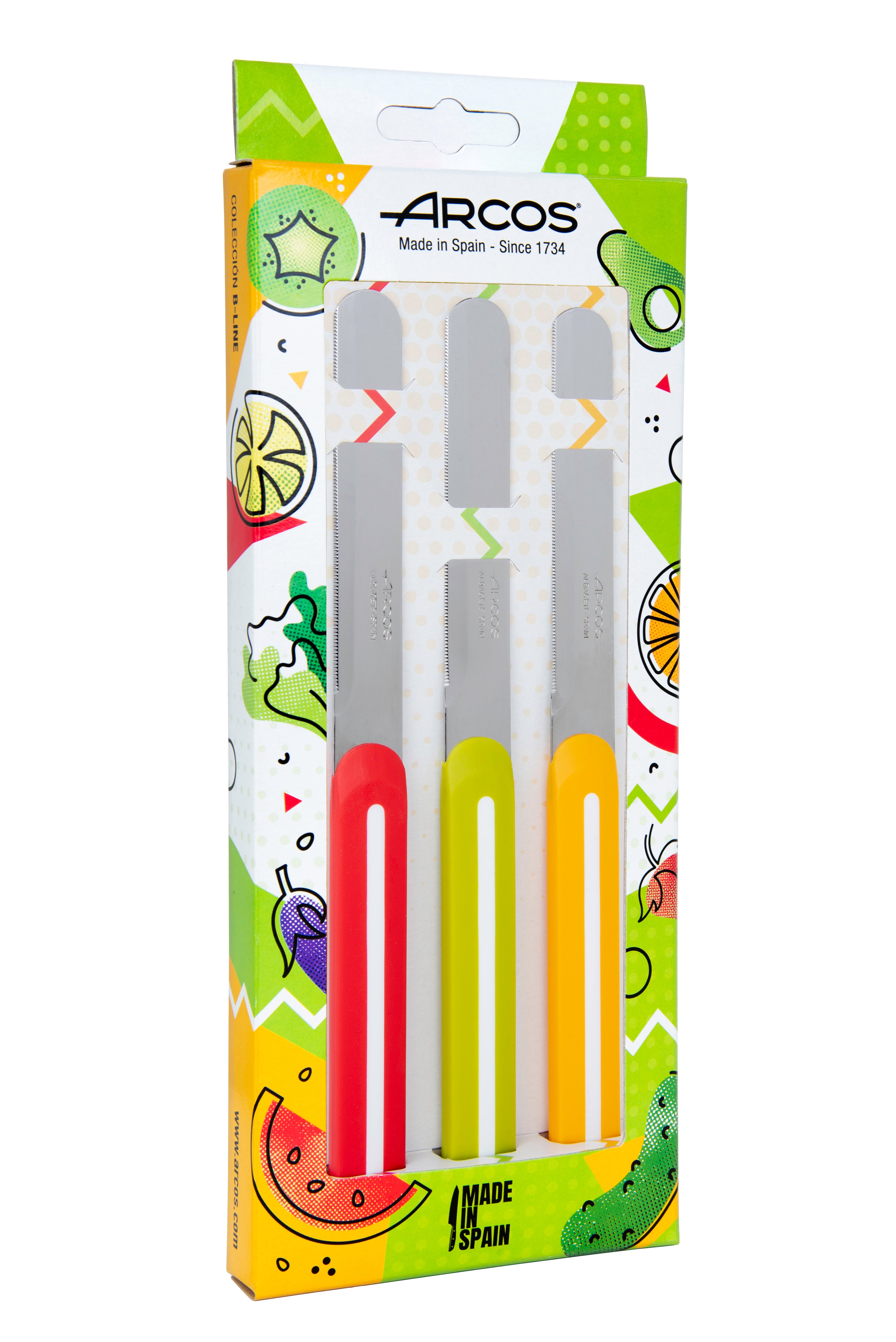 Joom Jamon Cuchillo De Mesa - Arcos - 849000 - Juego De 3 Piezas - Hoja Nitrum 100 Mm - Mango De Polipropileno - Imagen 3