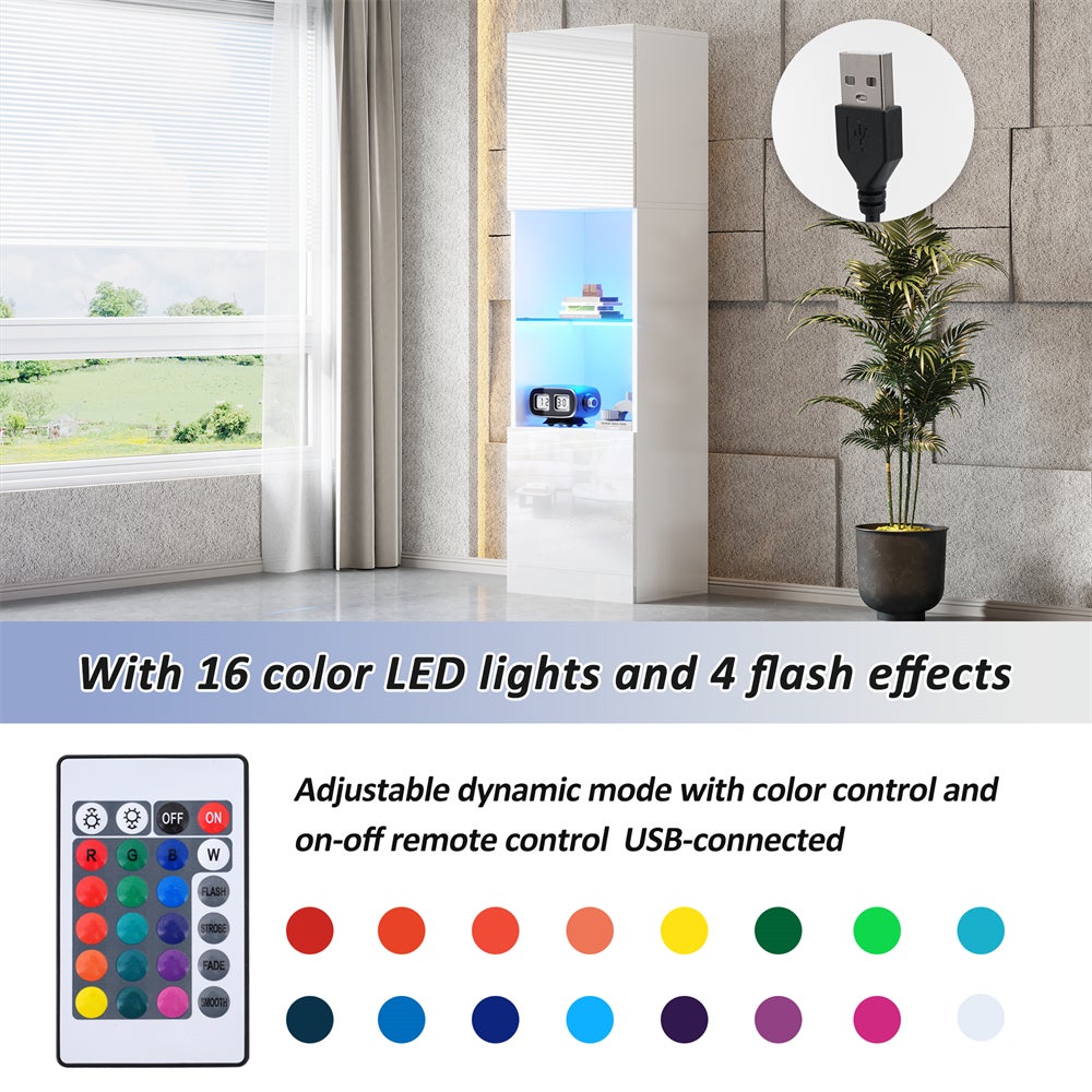 Vetrina LED nera da 160 cm, design moderno, ante alte/basse, vetro temperato, per soggiorno o ufficio 45x35 - 6