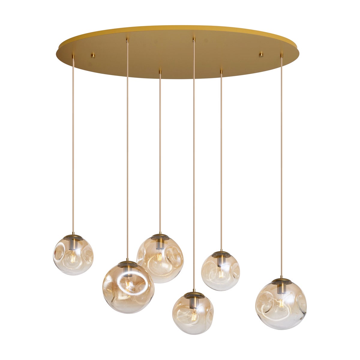 Qazqa art deco lampe suspendue pour table à manger - Douglass - doré/laiton, max. 15w, e27, à 6 lumières, 125cm, idéal pour la - 5
