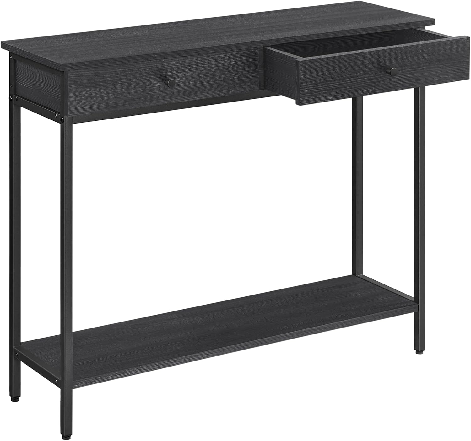 MODERION Tavolo Consolle In Legno Massello Con 2 Cassetti - 90x35x76,5 Cm Per Soggiorno E Corridoio - Nero - 2
