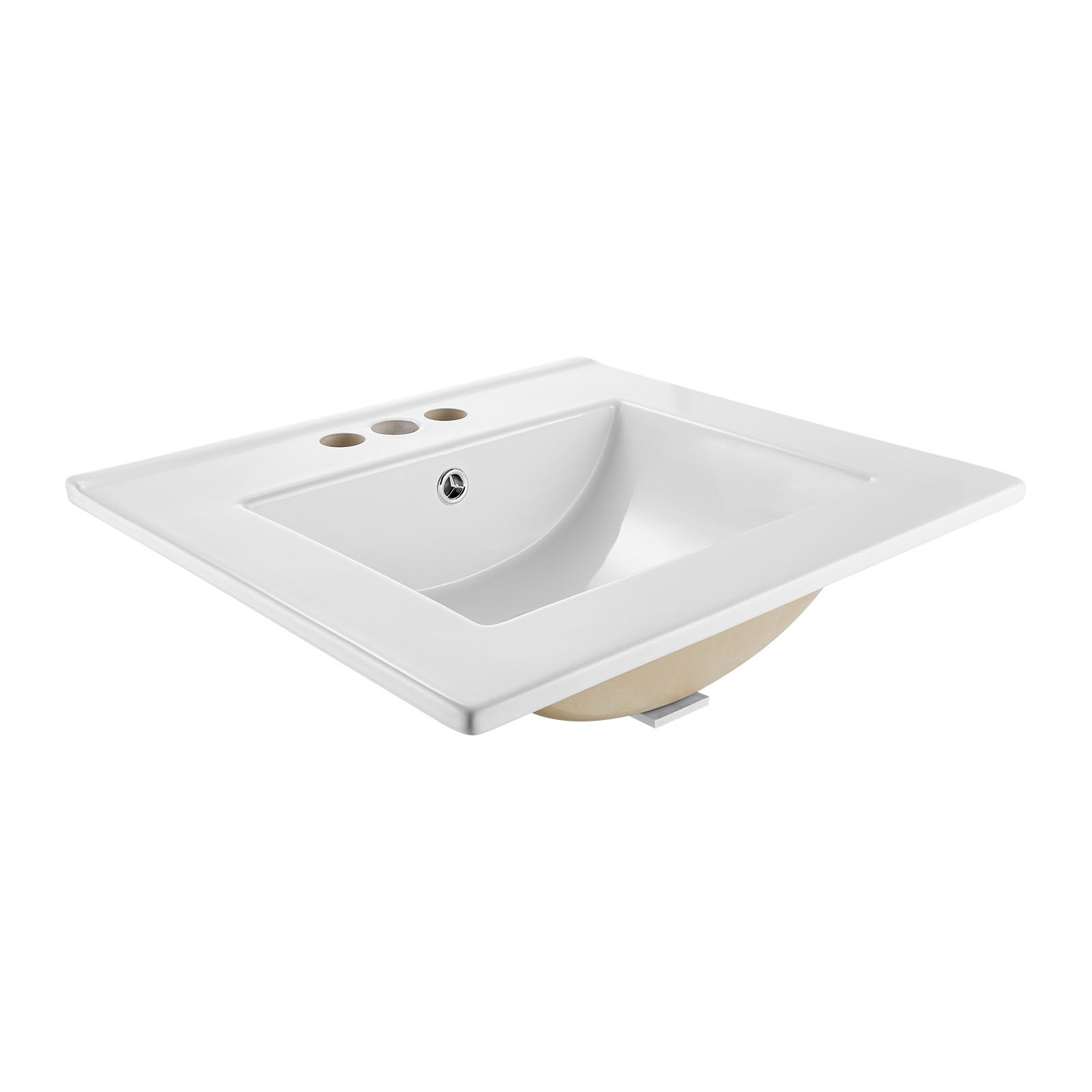 Umywalka półblatowa ceramiczna VEVOR prostokątna 510 x 465 mm 3 otwory pod baterię