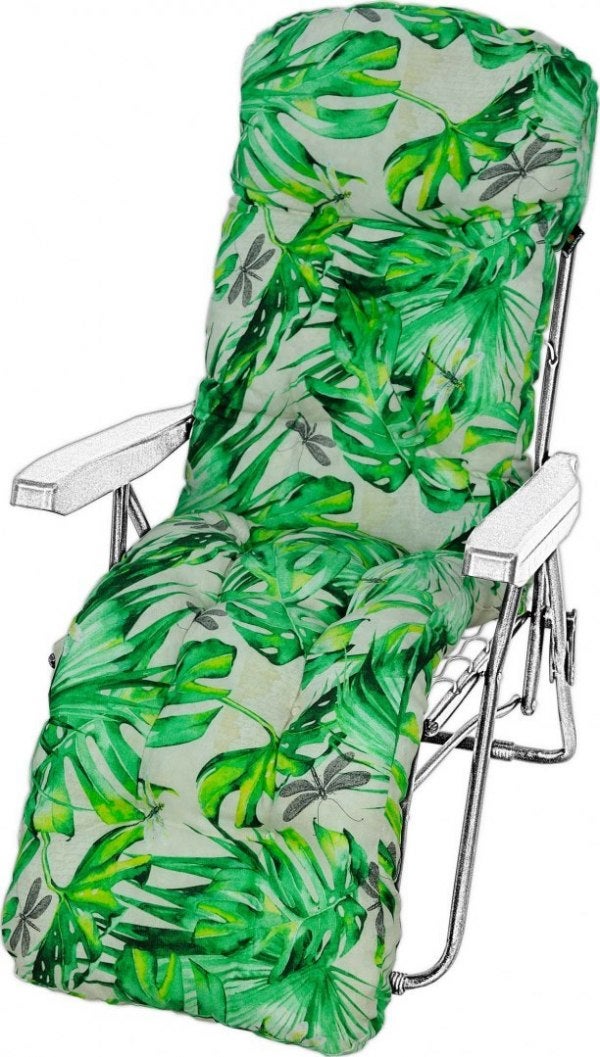 Poduszka ogrodowa na leżak z podnóżkiem AMPO zielony beżowy 1 szt.