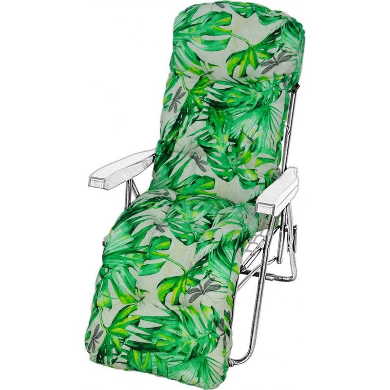 Poduszka ogrodowa na leżak z podnóżkiem AMPO zielony beżowy 1 szt.