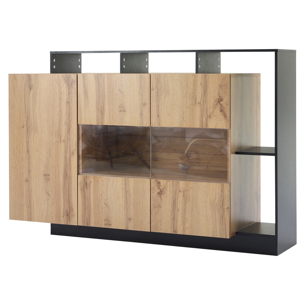 Komoda z oświetleniem LED, witryna do jadalni, 140 x 44 x 93,5 cm - 8