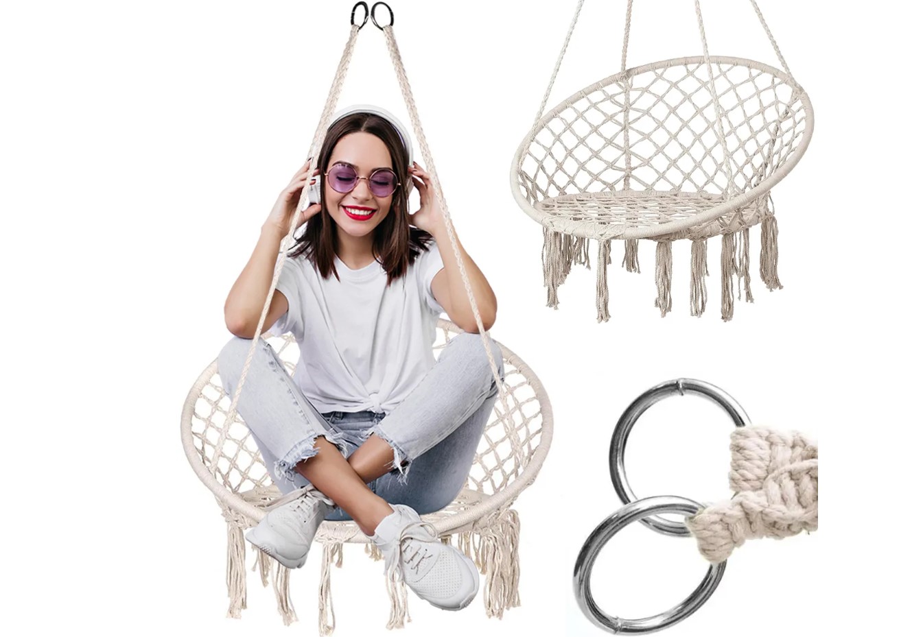 Poltrona sospesa boho altalena nido ecru GL078 Leroy Merlin