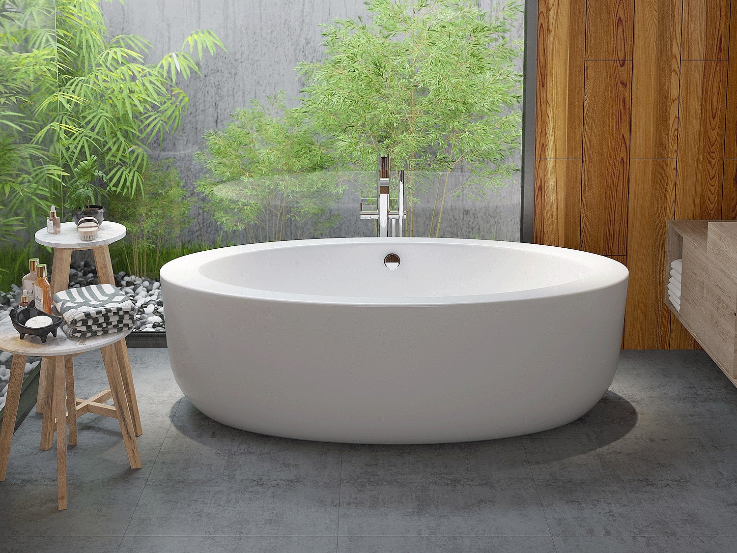 Wanna wolnostojąca owalna - 251 L - 185 x 90 x 58 cm - Biały - Akryl - MARMATI