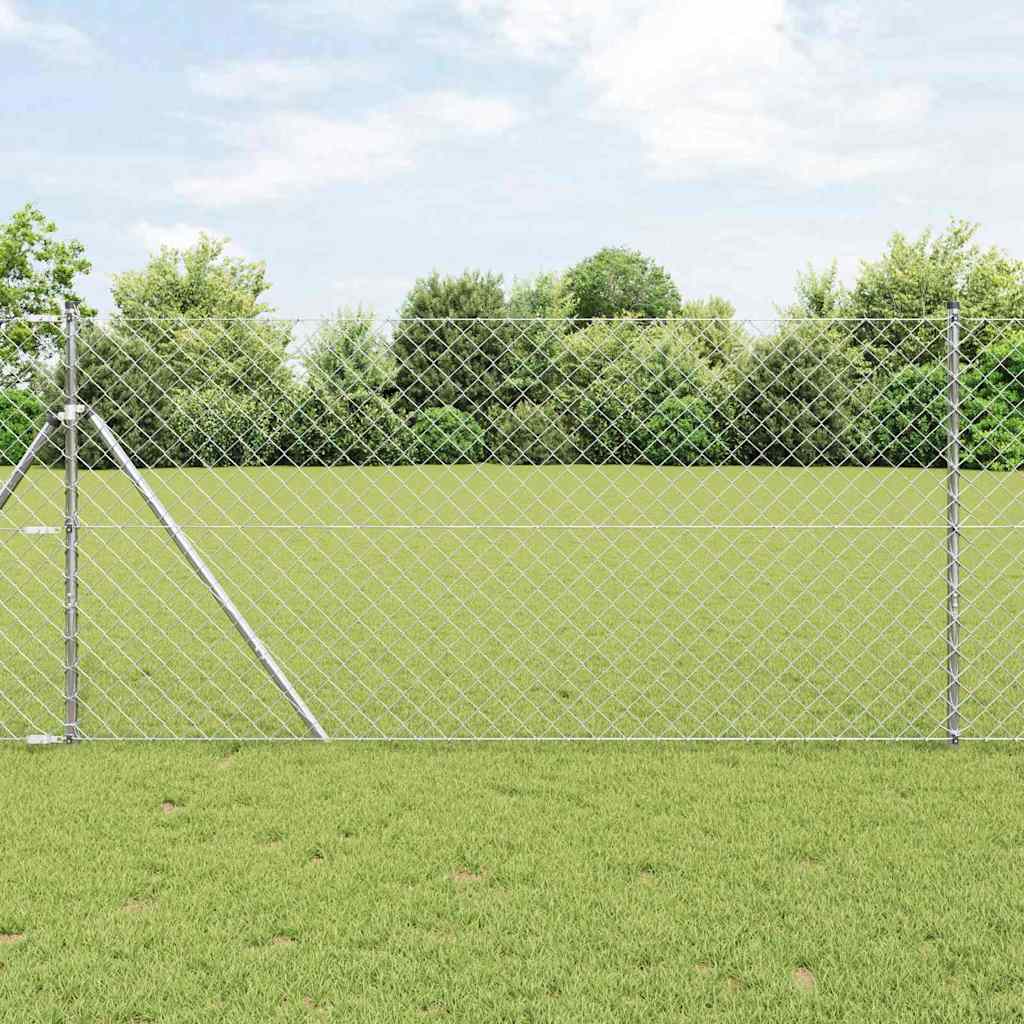 Słupek ogrodzeniowy. Srebrny 10 x 1 m (siatka 60 x 60 mm) Stal vidaXL