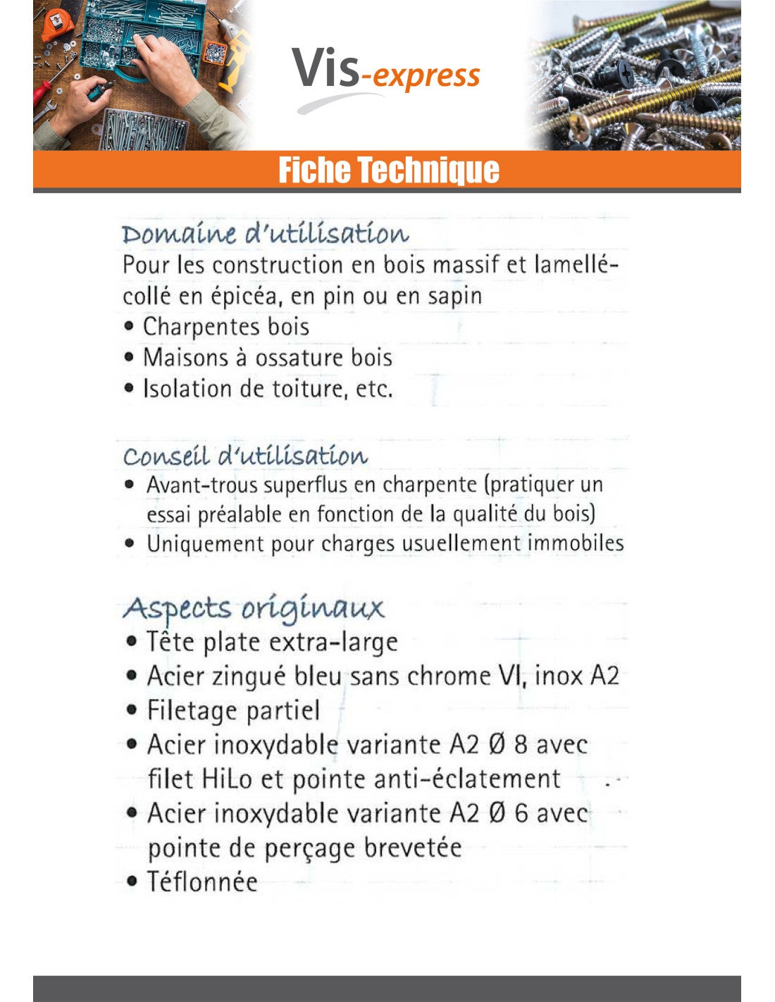 VBA Vis bois agglo Tête disque TORX T40 10X360 Acier zingué-1 pièce - 4