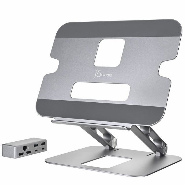Support ergonomique pour ordinateur portable avec support d'accueil j5create multi-angle double HDMI