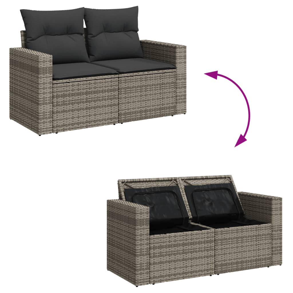 Salon bas de jardin en Rattan synthétique Gris 2 personnes - 7