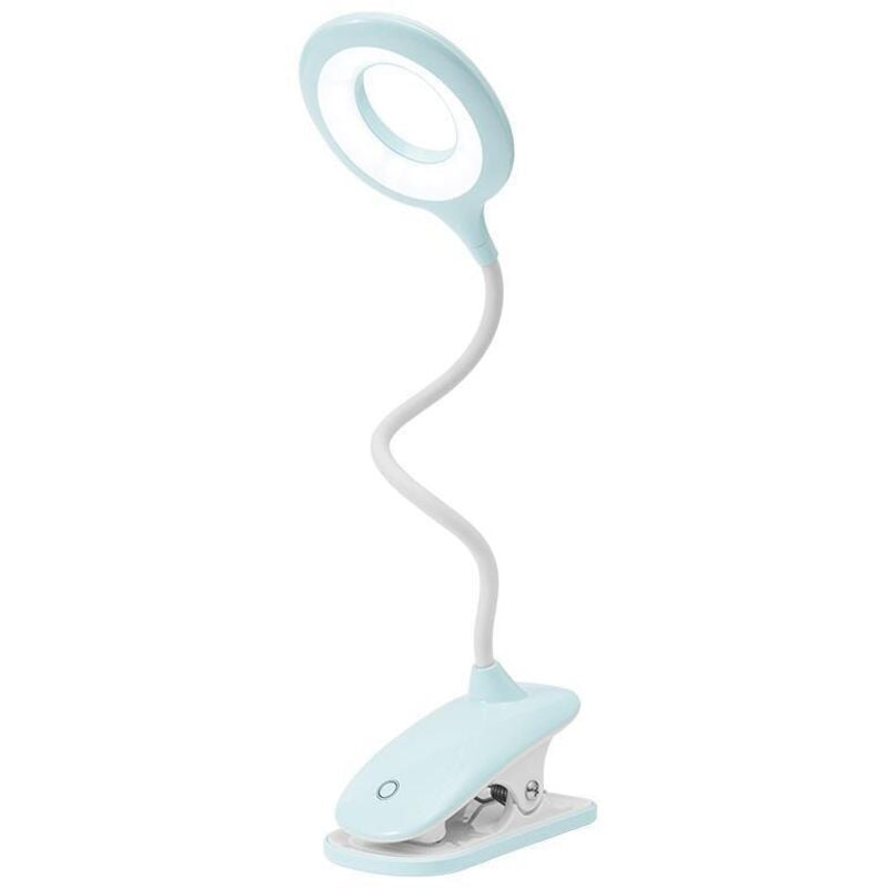 Lampka do czytania LED lampki z klipsami lampka biurkowa dla dzieci elastycznym ramieniem ładowana przez USB idealna czytników booków nauki niebieska