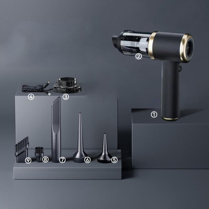 Aspirateur de voiture portatif sans fil, aspirateur portable à double usage pour voiture et maison, chargement sans fil - 2