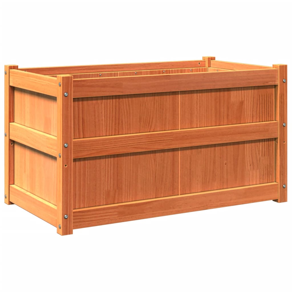Lot de 2 Jardinières - Bacs à fleurs - Pots de fleurs cire marron bois de pin massif n2284l - 5