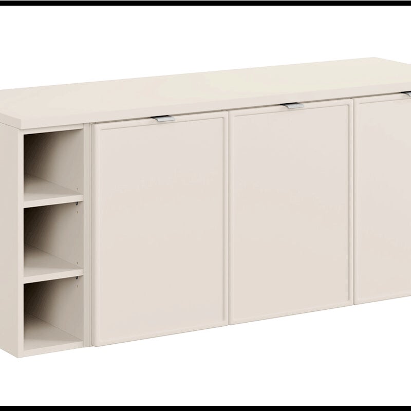 Szafka pod umywalkę nablatową BELLA CASHMERE 120cm kaszmirowa - zestaw 140 cm z regałem i blatem