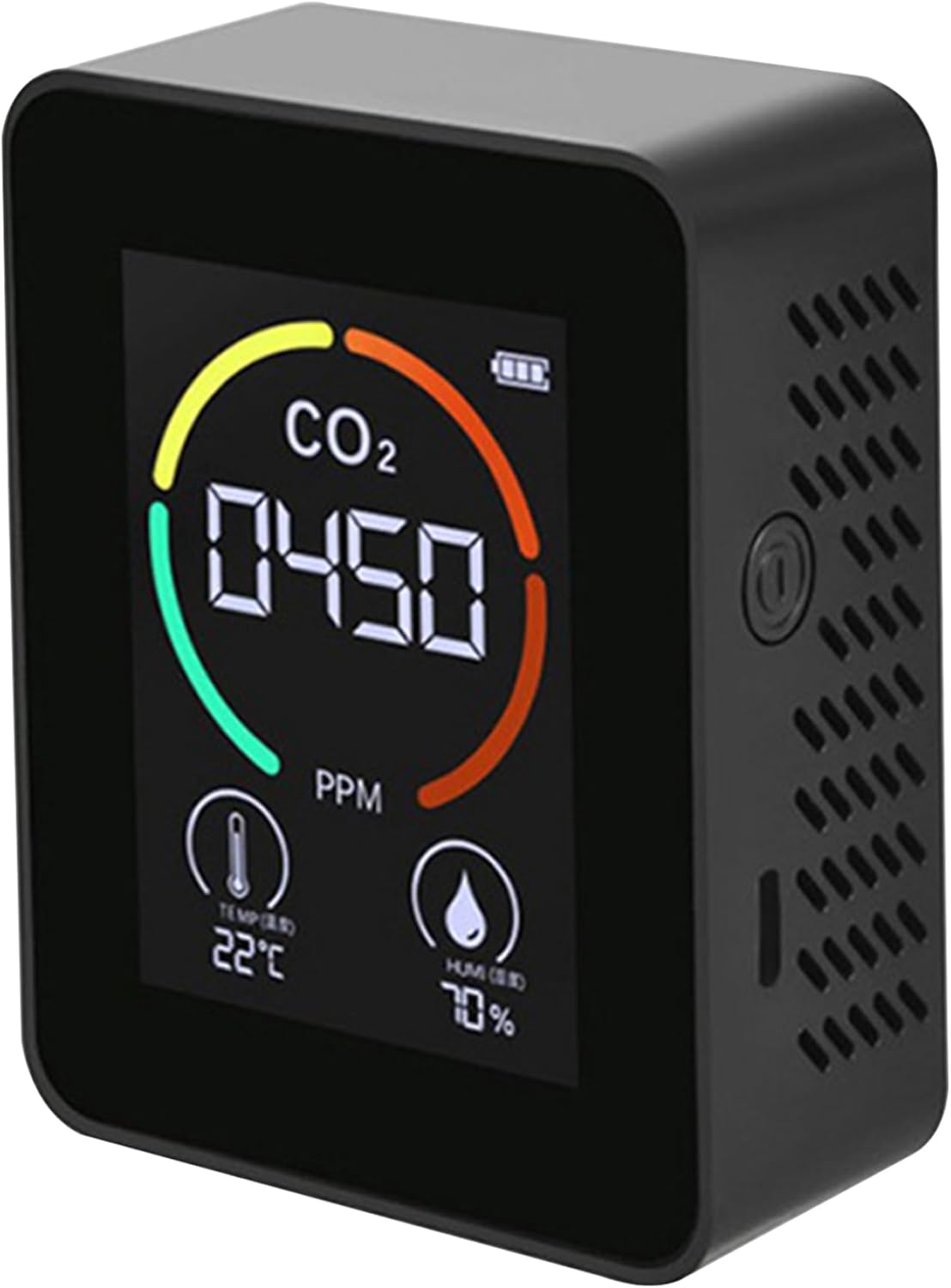 Detektor CO2 3 w 1, przenośny czujnik dwutlenku węgla z wyświetlaczem LCD, termohigrometr z alarmem do kampera rodzinnego, czarny