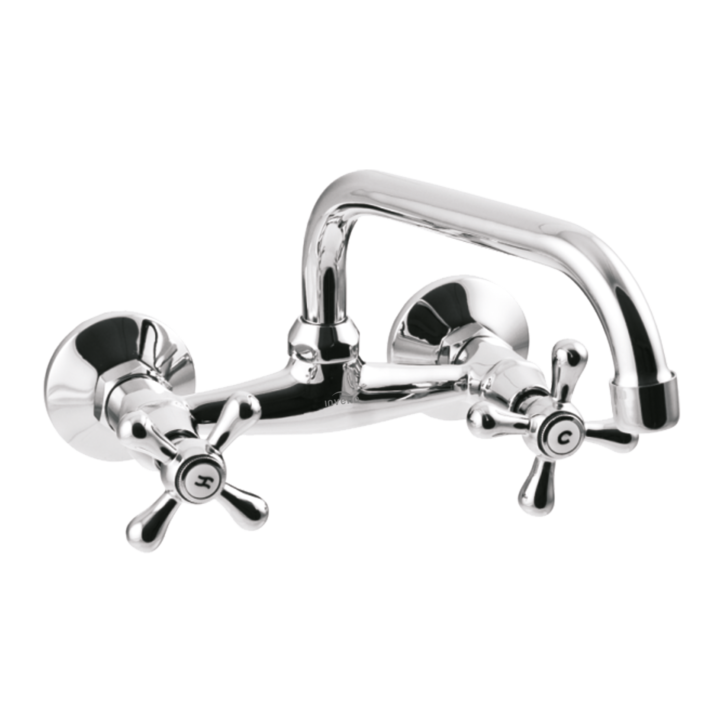 Bateria Kuchenna Ścienna 250 mm Invena Roma Kran Retro Srebrny z Wylewką U