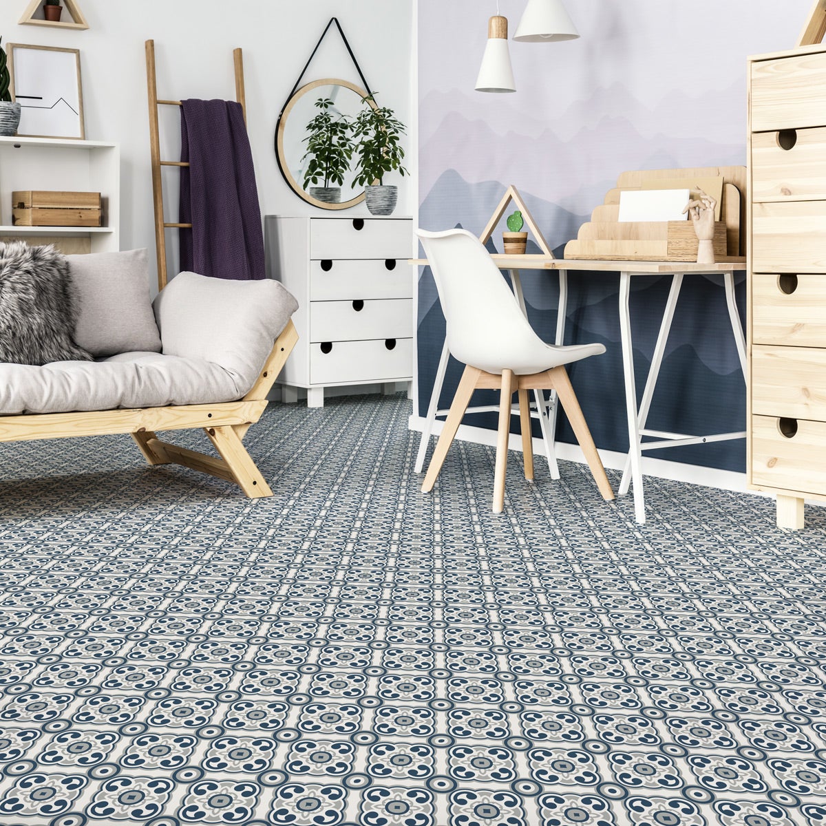 Stickers Sol Anti-dérapant avec Protection - CARRELAGES SOL LINO - 1 sticker de 60x100cm - 5