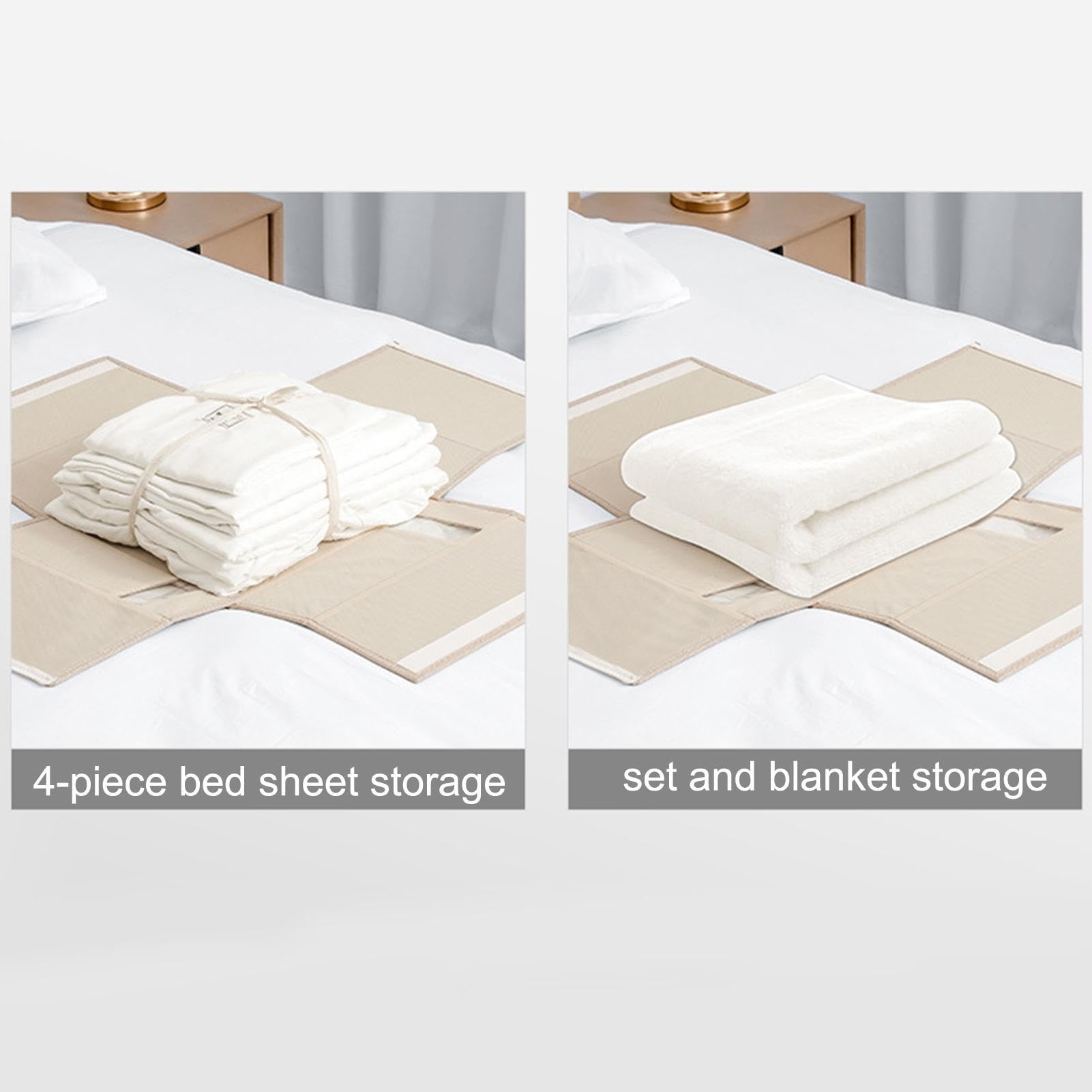 Organisateur de draps et boîte de rangement, paquet de 2, organisateur de draps pliable, organisateur de couette, Beige - 3