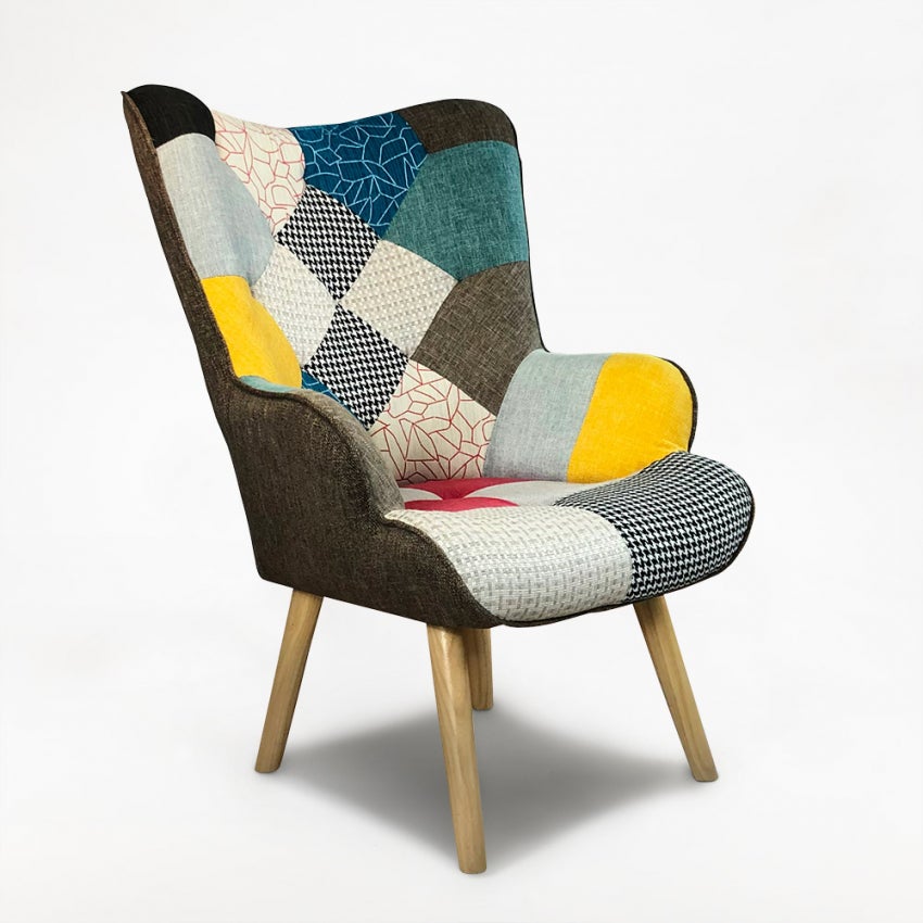 VidaXL Poltrona Relax In Tessuto Patchwork Multicolore – Girevole 360° Con Struttura In Acciaio