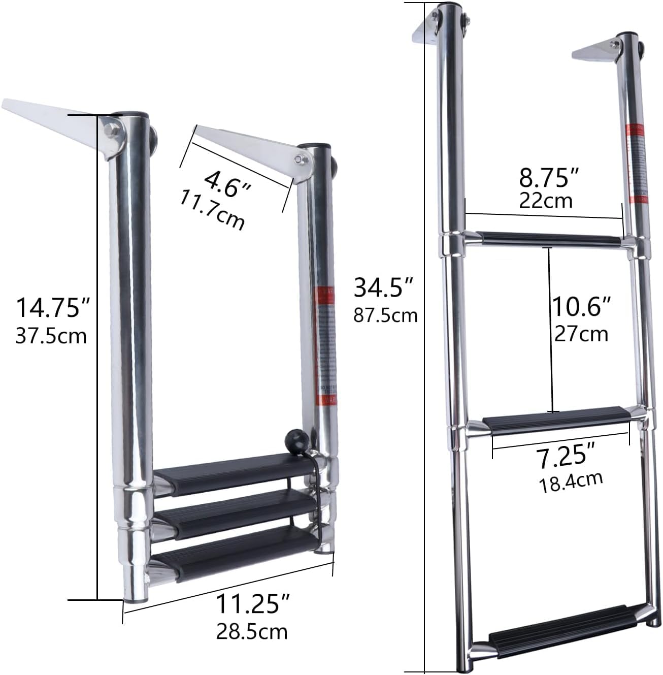 Scala D'Imbarco Pieghevole In Acciaio Inox Per Barche - FreeTec Con Gradini Antiscivolo - Foto 9