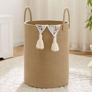 Cesto Bambini Cesto Portabiancheria In Corda Di Cotone - Con Coperchio, 39 Cm, Alto 35 Cm, Per Cameretta O Bagno Cesto Pieghevole Spazio