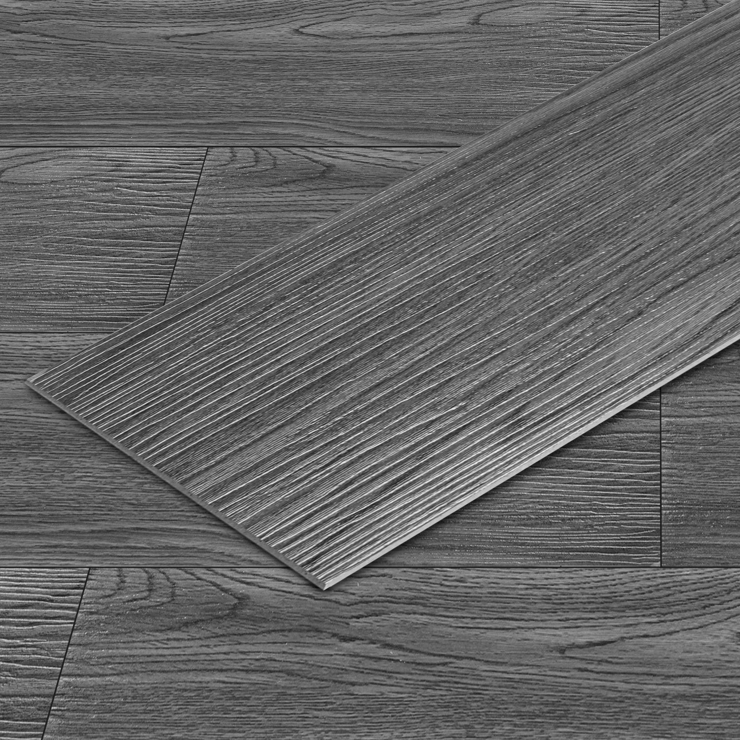 Klej do podłóg PCV, PCV, winyl, 18 sztuk, 2,51 m², drewno ciemnoszare, 91,5 cm x 15,2 cm x 2 mm