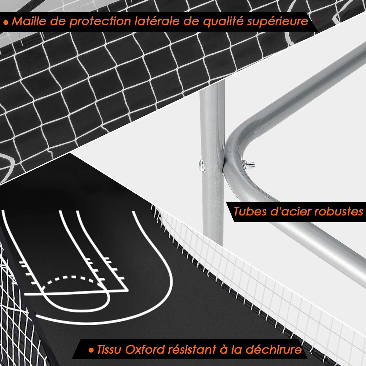 Jogo de basquetebol dobrável, 2 aros e 4 bolas, 8 modos de jogo, sensor elétrico, placar LED, 4 botões de funcionamento, 207 x 108 x 205 cm - 7