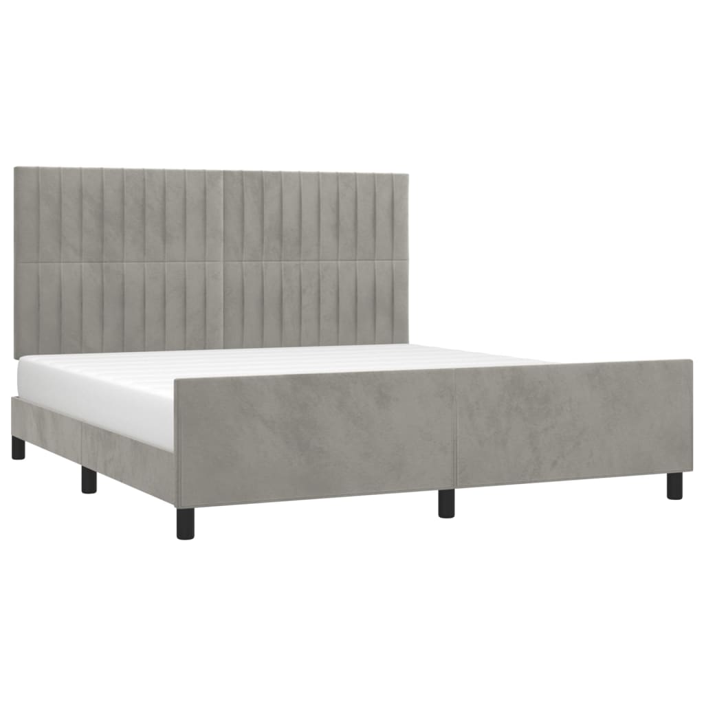 Cadre de lit sans matelas gris clair 160 x 200 cm en velours - 3