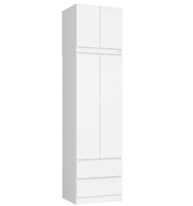 Armoire avec surmeuble AKORD S60 Blanche 60 cm 2 portes 2 tiroirs façade Blanche 3 étagères 60x51x234 cm