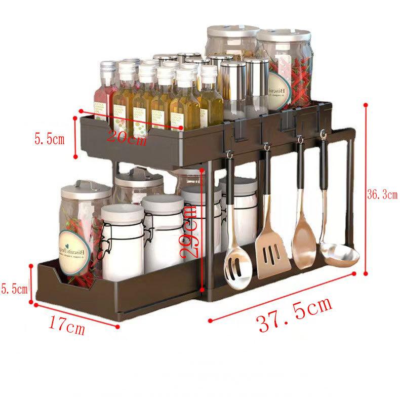 Estante de almacenamiento debajo fregadero: organizador 2 niveles debajo fregadero, cajón cocina, estante almacenamiento y organización de la cocina - 4
