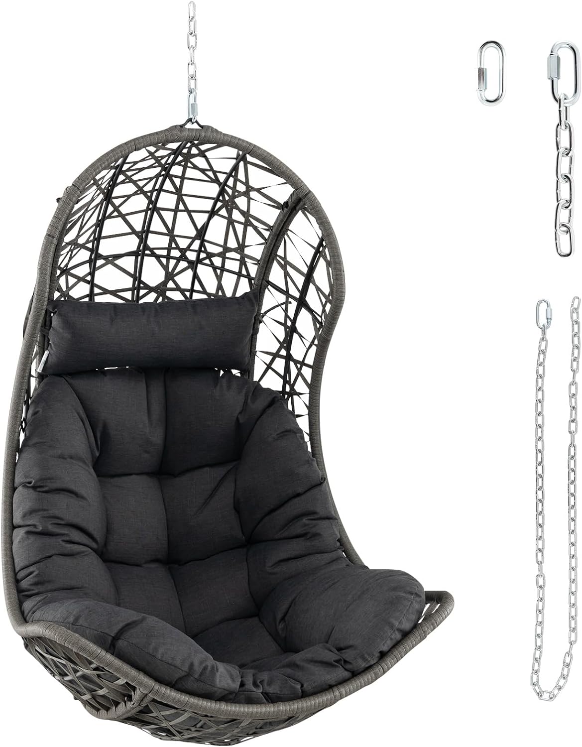 Coussin Pour Chaise œuf Suspendue 120x105 Cm - Coton épais, Amovible Et Lavable, Intérieur/extérieur, Gris