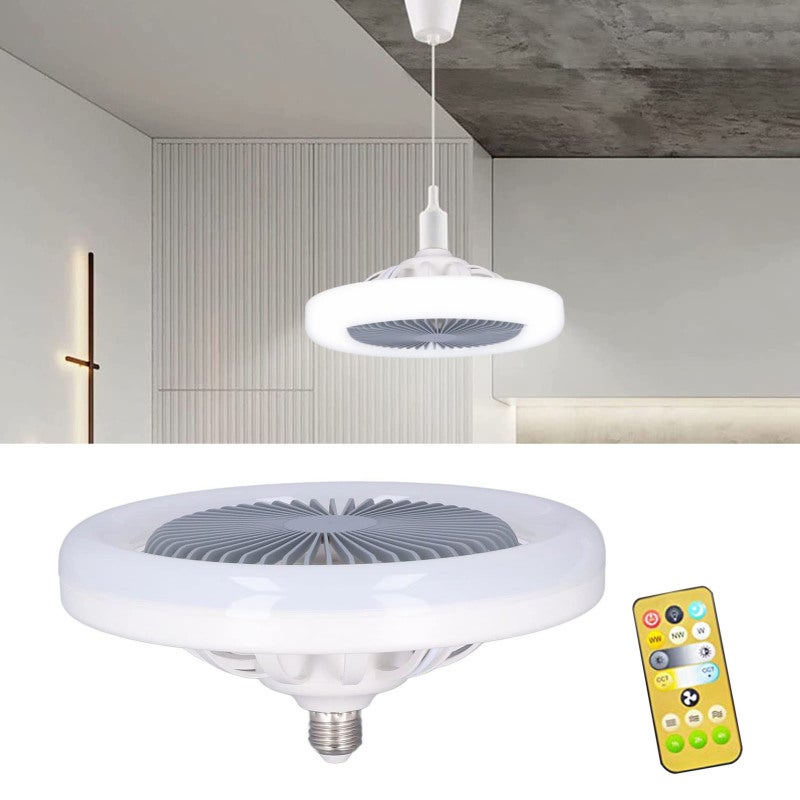 Obudowany wentylator sufitowy z oświetleniem, oświetlenie LED E27 30W, 85-265V, pilot zdalnego sterowania, mały wentylator sufitowy