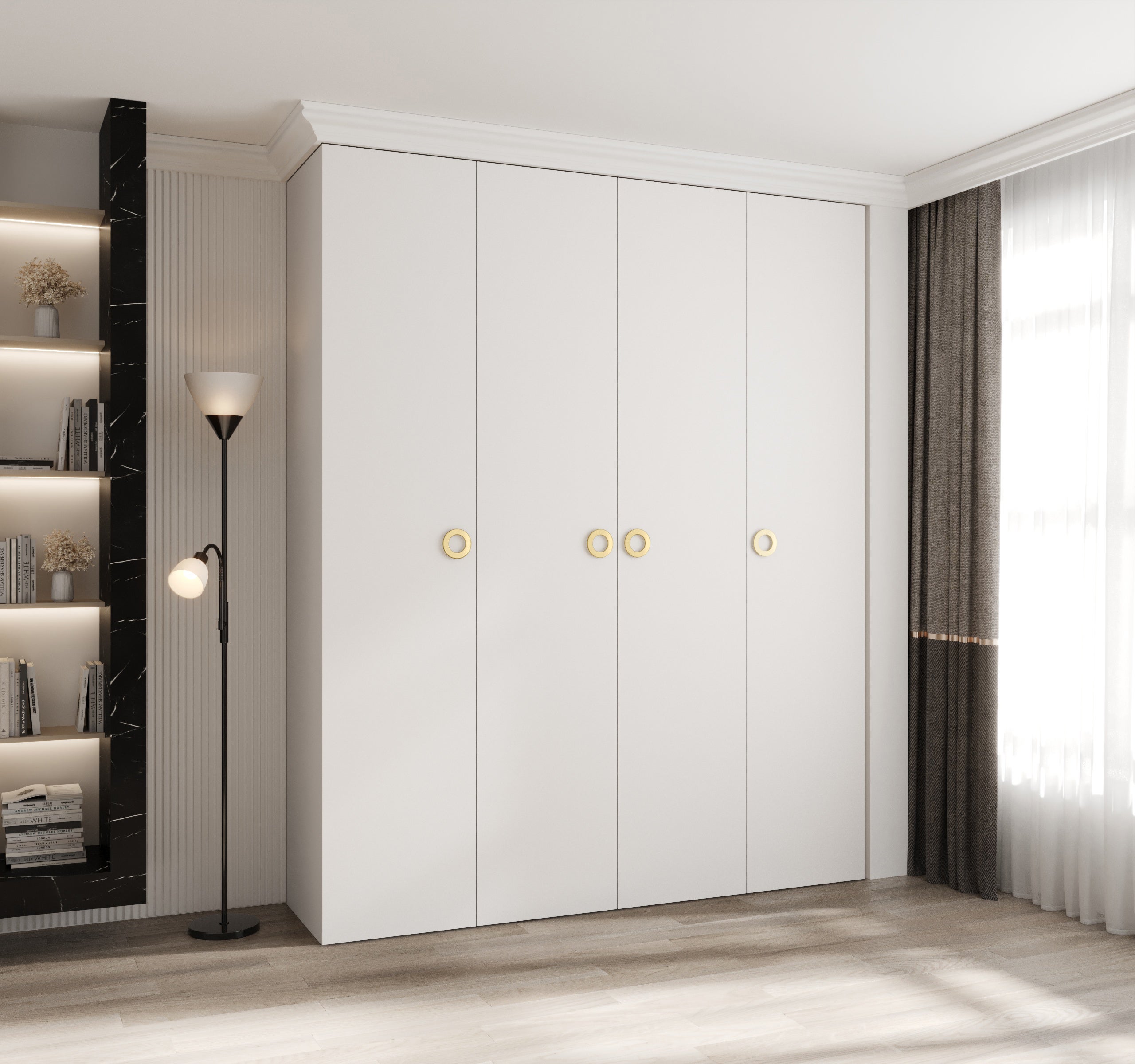 Szafa uchylna otwierana wysoka Como 1 200 x 50 x 245,5 cm biały + u. złoty Abiks Meble - 2