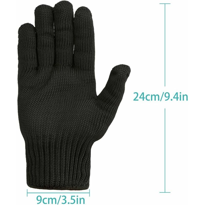 Gants de sécurité pour homme en fils de kevlar et en acier inoxydable - Noir - 4