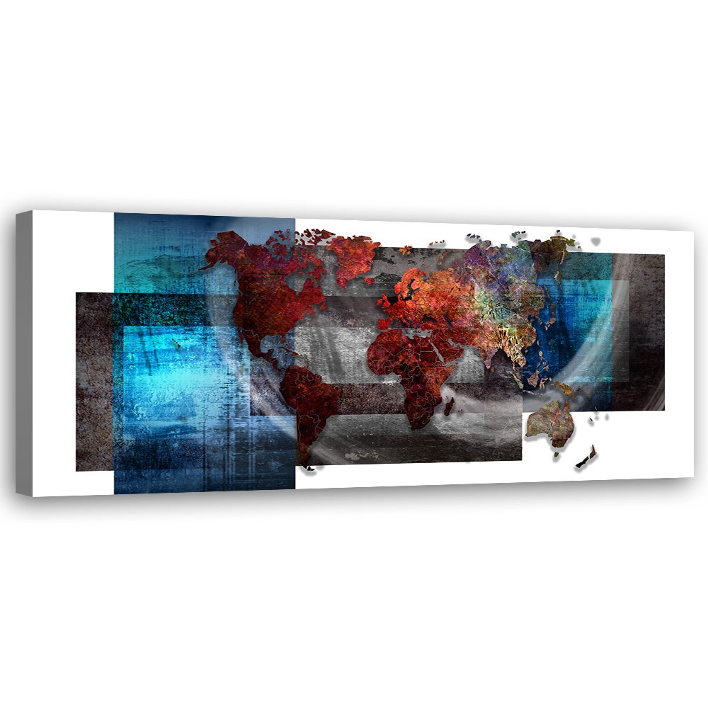 Obraz na płótnie, Kompozycja z mapą świata 150x50