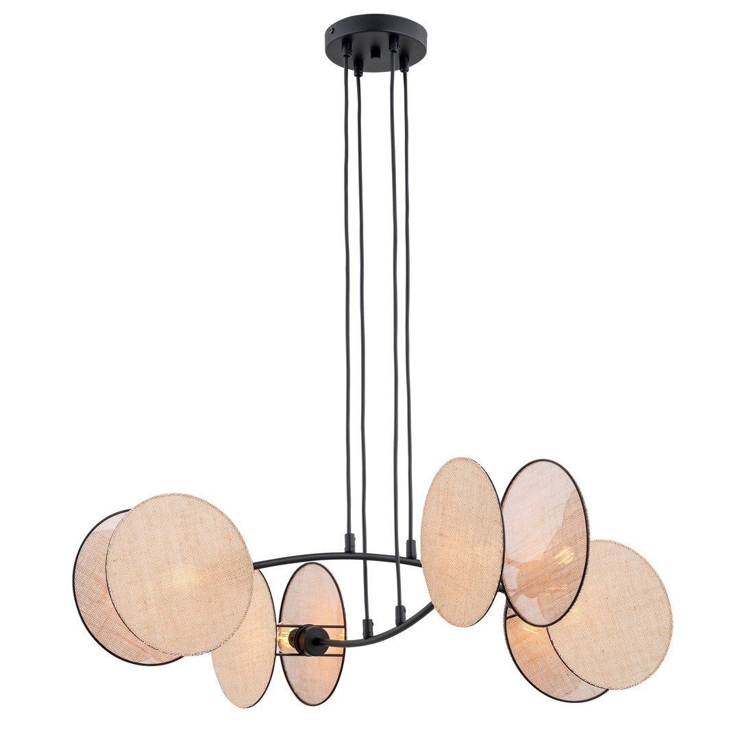 Lampa wisząca Motif kremowo-czarna 4xE27x15W boho wym: 100 x 82 x 70 cm tkanina Emibig