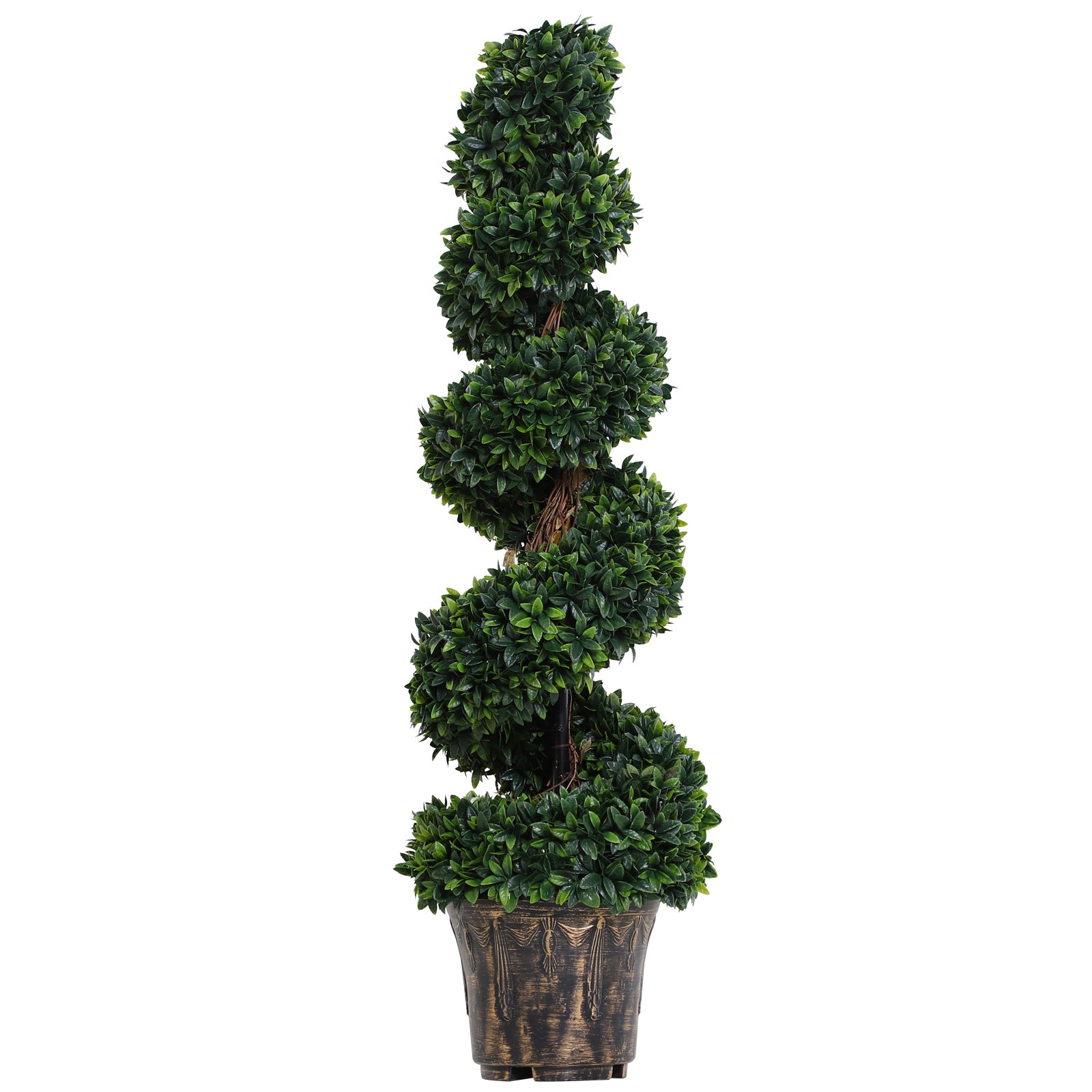 Buis artificiel spiralé de 120cm,plante d'intérieur et d'extérieur avec pot inclus,fausse plante pour la maison,le bureau,le salon,la décoration,vert - 9