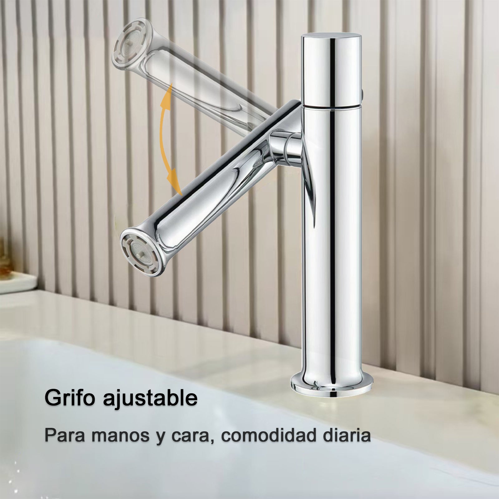 VICTOVA – Miscelatore per lavabo monocomando, beccuccio orientabile con altezza regolabile, in acciaio inox cromato lucido - 3
