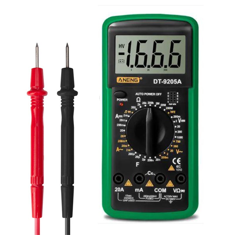 Multimètre numérique, voltmètre, ampèremètre, ohmmètre, contrôleur de circuit avec écran LCD rétroéclairé, test de tension AC/DC - Résistance du courant - Transistor diodes