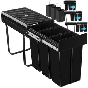 Poubelle Étroite 30L Avec Couvercle - Design Moderne Compact Pour Salle De Bain, Cuisine Et Chambre