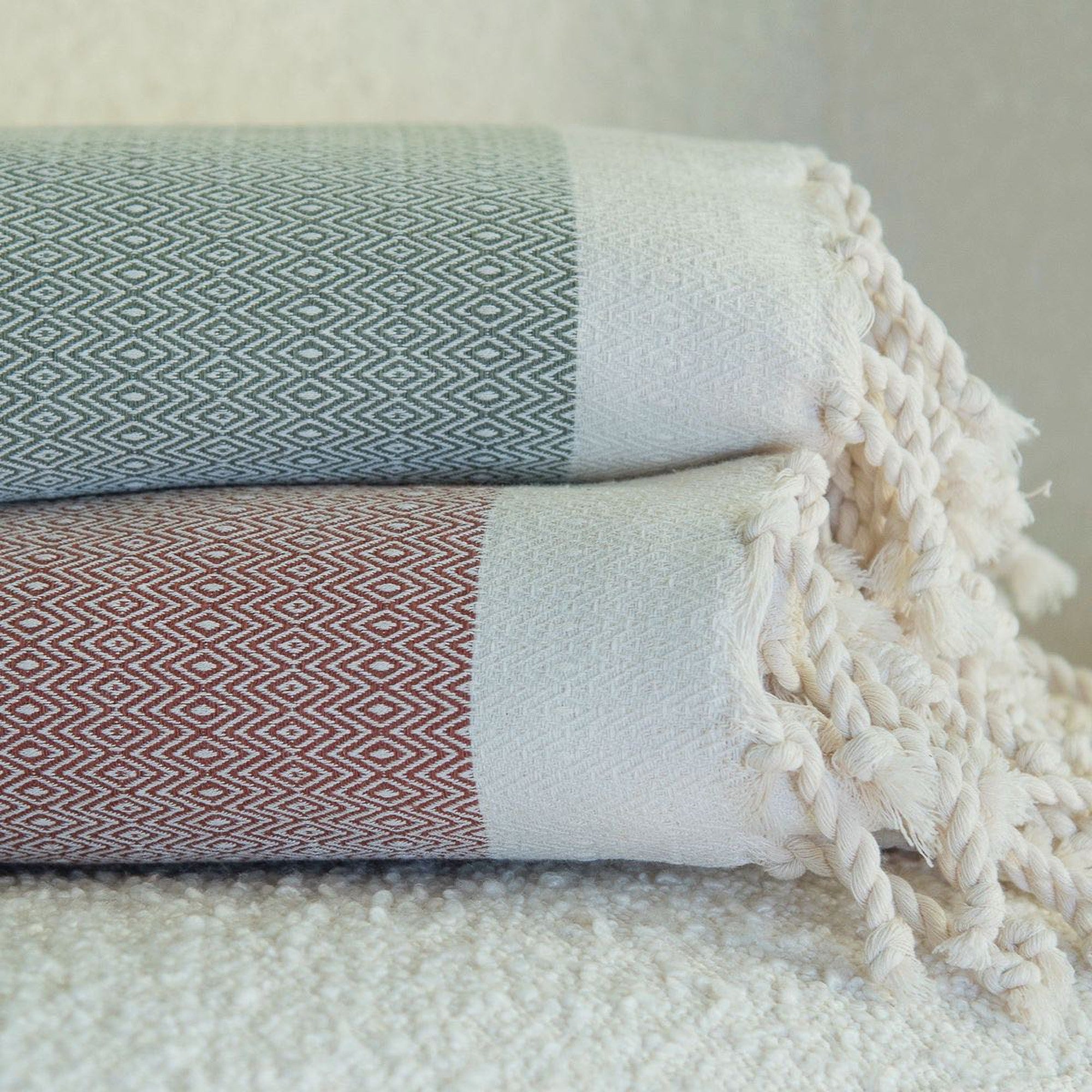 Plaid 130x170 coton rouge tomette - 7