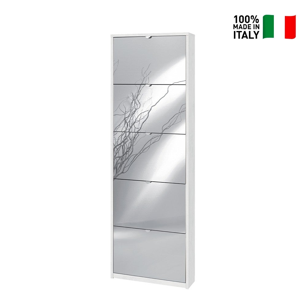 Armoire à chaussures 5 portes avec miroir design moderne 12 paires de chaussures Darcy - 7