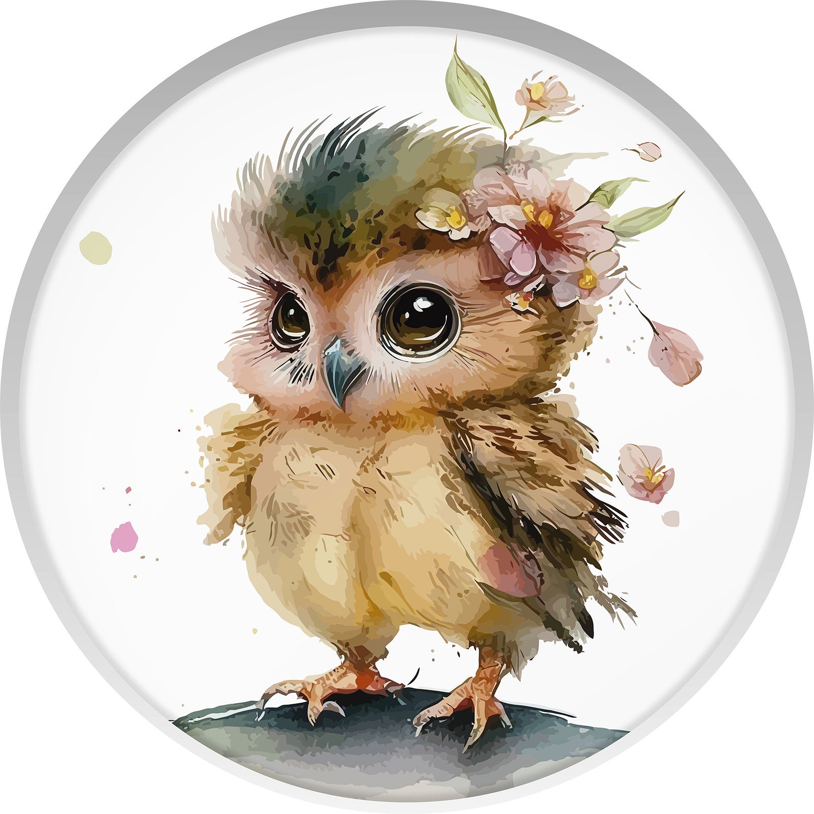 Stickers mural trompe l'oeil Arche rond enfants - Oiseau - Diamètre 30 cm - 3