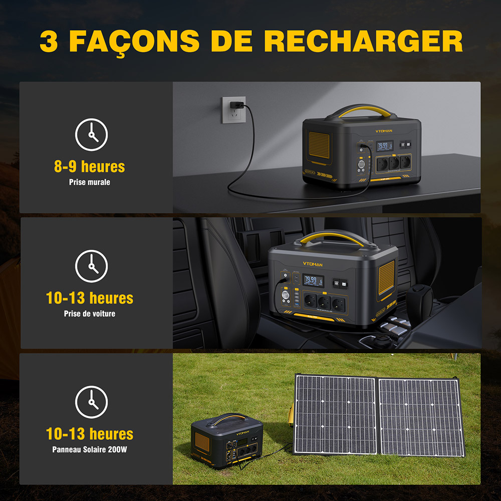 Station d'Énergie Portable VTOMAN Jump 2200 2200W, 1548Wh LiFePO4, Capacité Extensible 3096Wh - 3