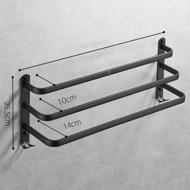 Porte-serviettes En Aluminium, Sans Espace De Perçage, Tour Auto-adhésive, Noir Argent, Ensemble Porte-serviettes En Aluminium, Sans Espace De Perçage, Tour Auto-adhésive, Noir Argent, Ensemble