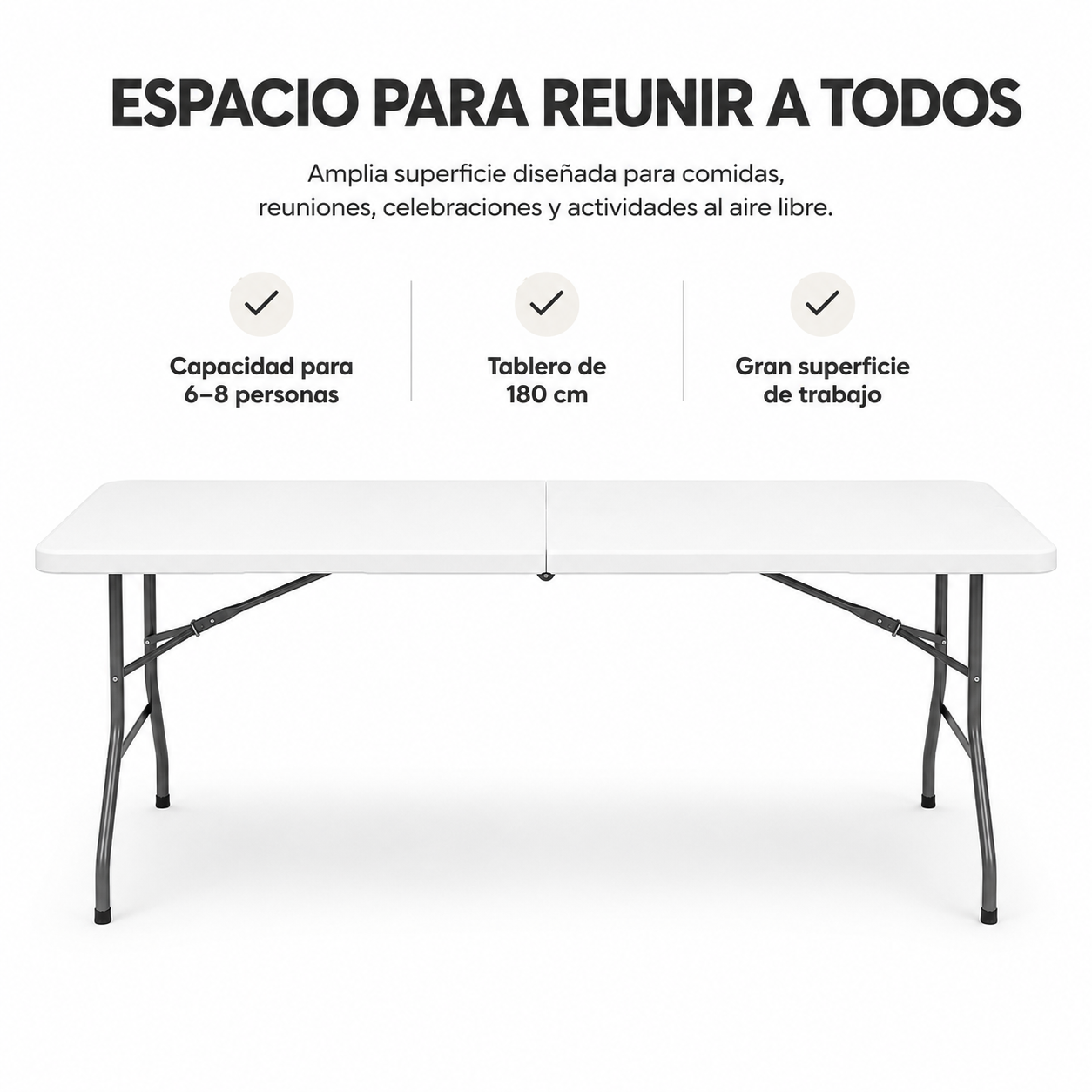 Table pliante jardin portable 180x74x74 cm - 2