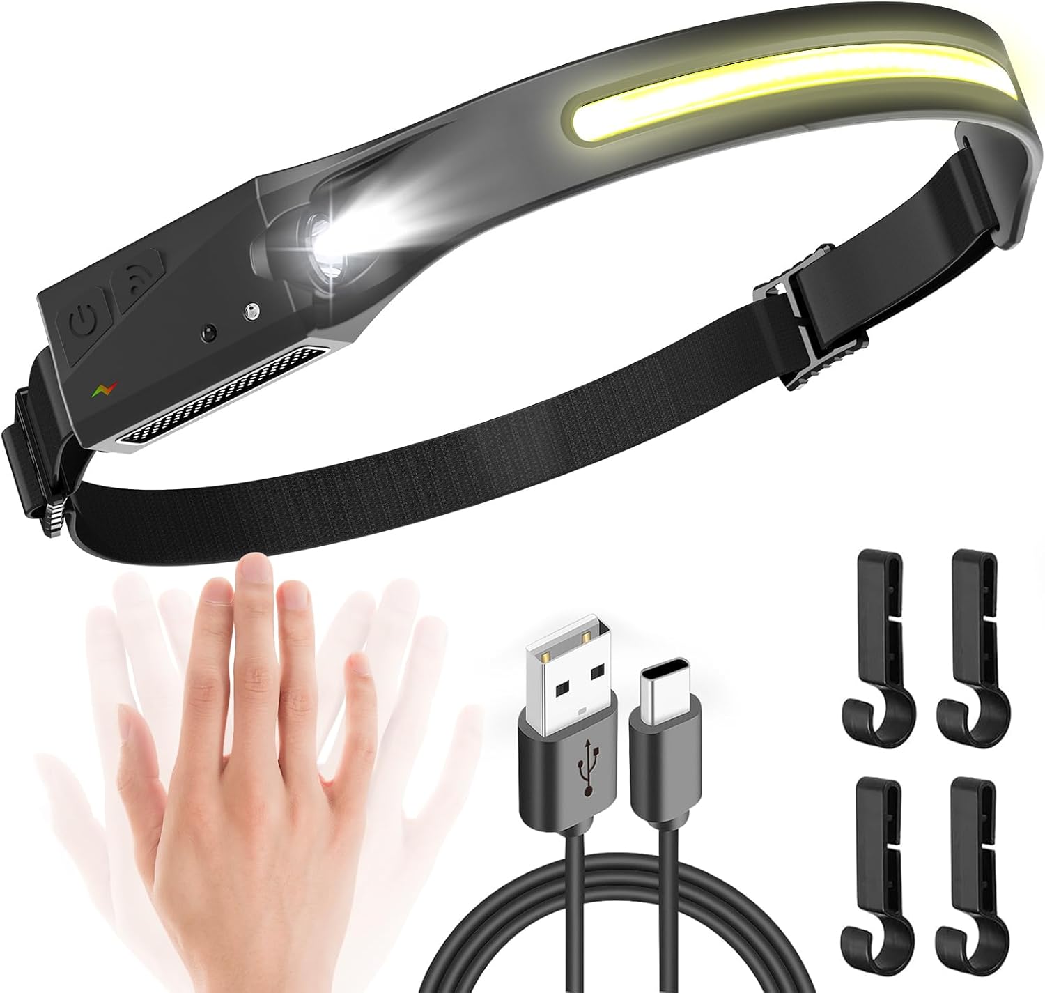 Lampe Frontale Rechargeable USB LED étanche - Orange, Neuve, Puissante