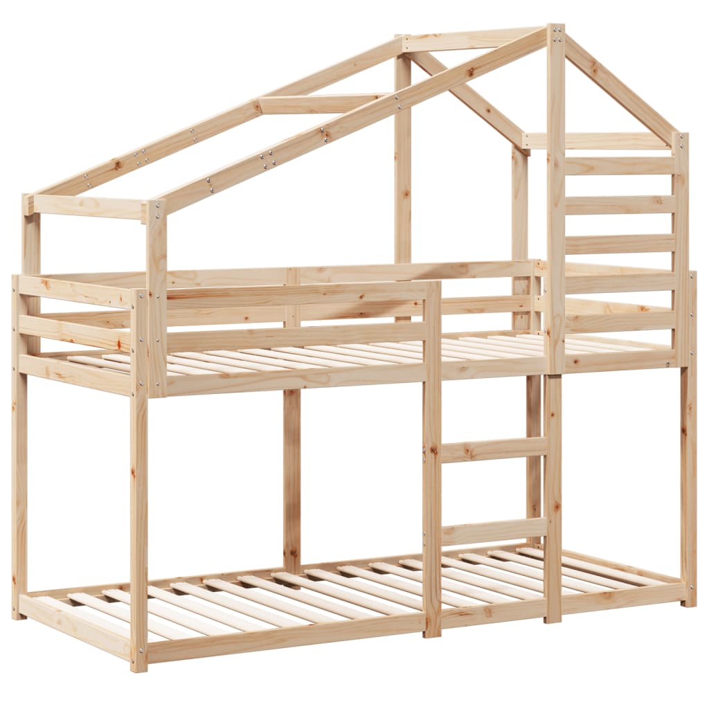 Lit superposé avec toit 90x190 cm bois massif de pin - 3
