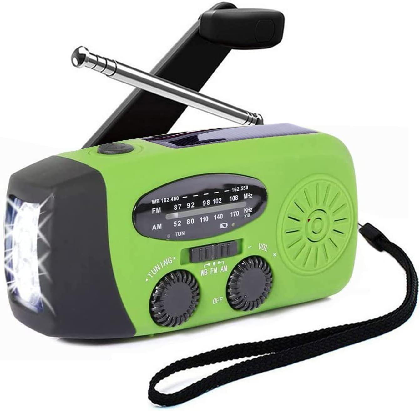 Radio słoneczne, AM/FM/NOAA, mini radio przenośne, wejście USB, ładowalne, z latarką LED i alarmem SOS, do campingu, survivalu, podróży